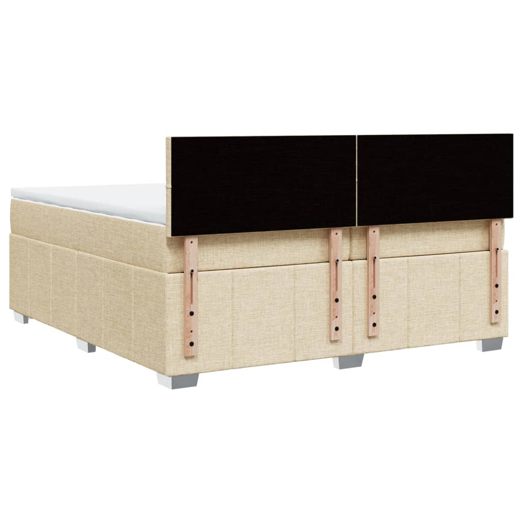 Boxspring met matras stof crèmekleurig 200x200 cm is nu te koop bij PeponiXL, paradijselijk wonen!