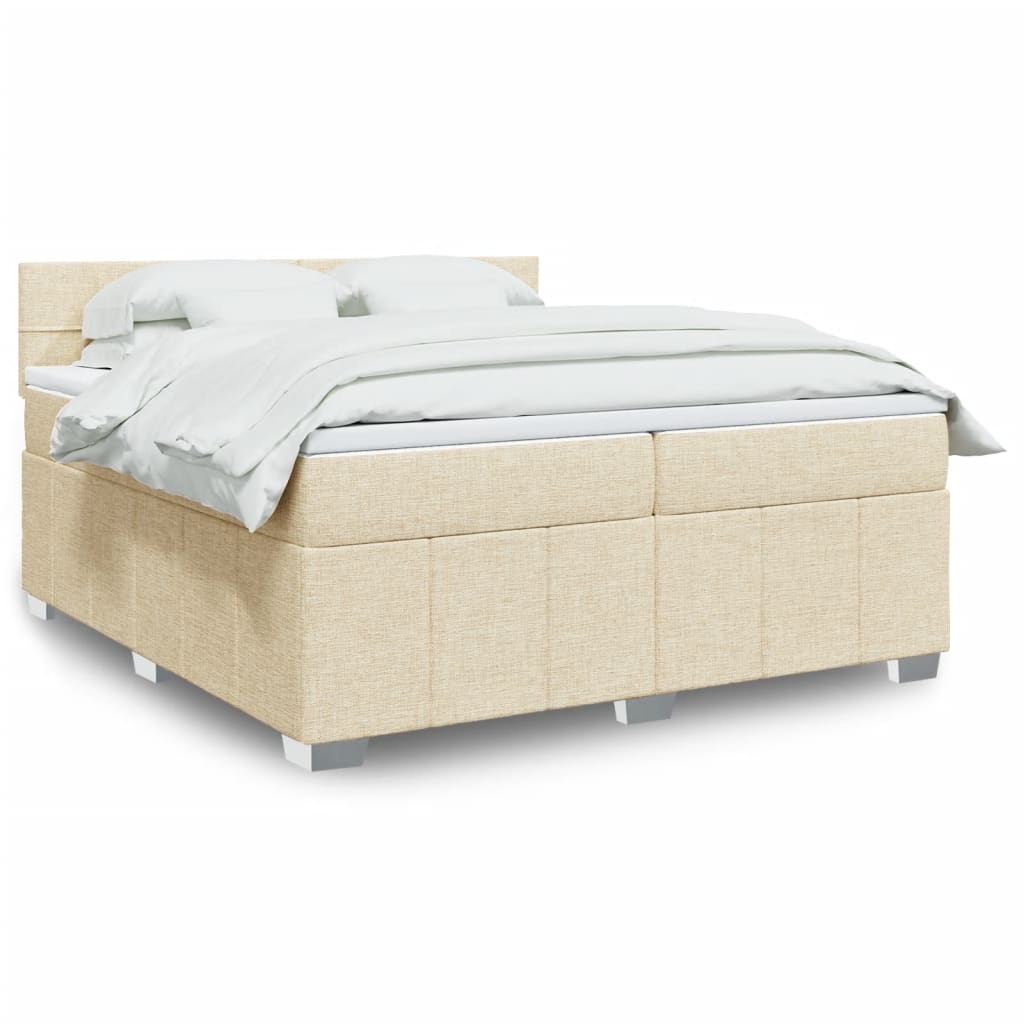 Boxspring met matras stof crèmekleurig 200x200 cm is nu te koop bij PeponiXL, paradijselijk wonen!