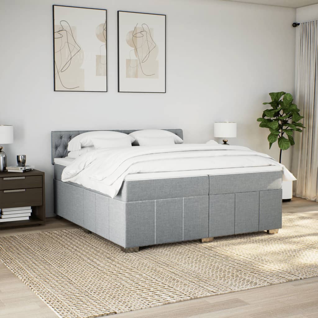 Boxspring met matras stof lichtgrijs 200x200 cm is nu te koop bij PeponiXL, paradijselijk wonen!
