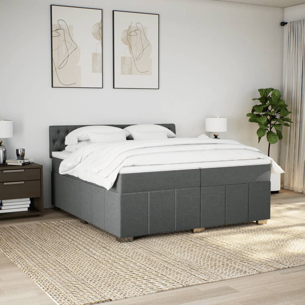 Boxspring met matras stof donkergrijs 200x200 cm is nu te koop bij PeponiXL, paradijselijk wonen!