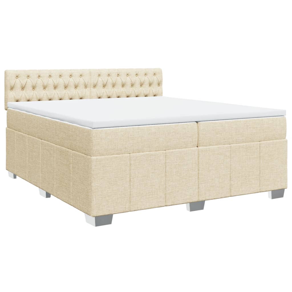 Boxspring met matras stof crèmekleurig 200x200 cm is nu te koop bij PeponiXL, paradijselijk wonen!