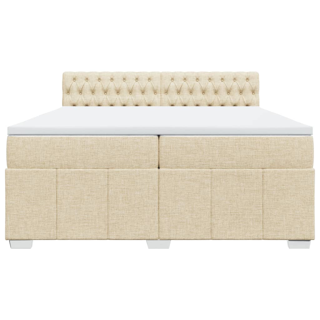 Boxspring met matras stof crèmekleurig 200x200 cm is nu te koop bij PeponiXL, paradijselijk wonen!