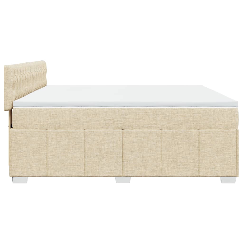 Boxspring met matras stof crèmekleurig 200x200 cm is nu te koop bij PeponiXL, paradijselijk wonen!