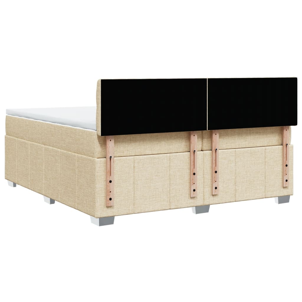Boxspring met matras stof crèmekleurig 200x200 cm is nu te koop bij PeponiXL, paradijselijk wonen!