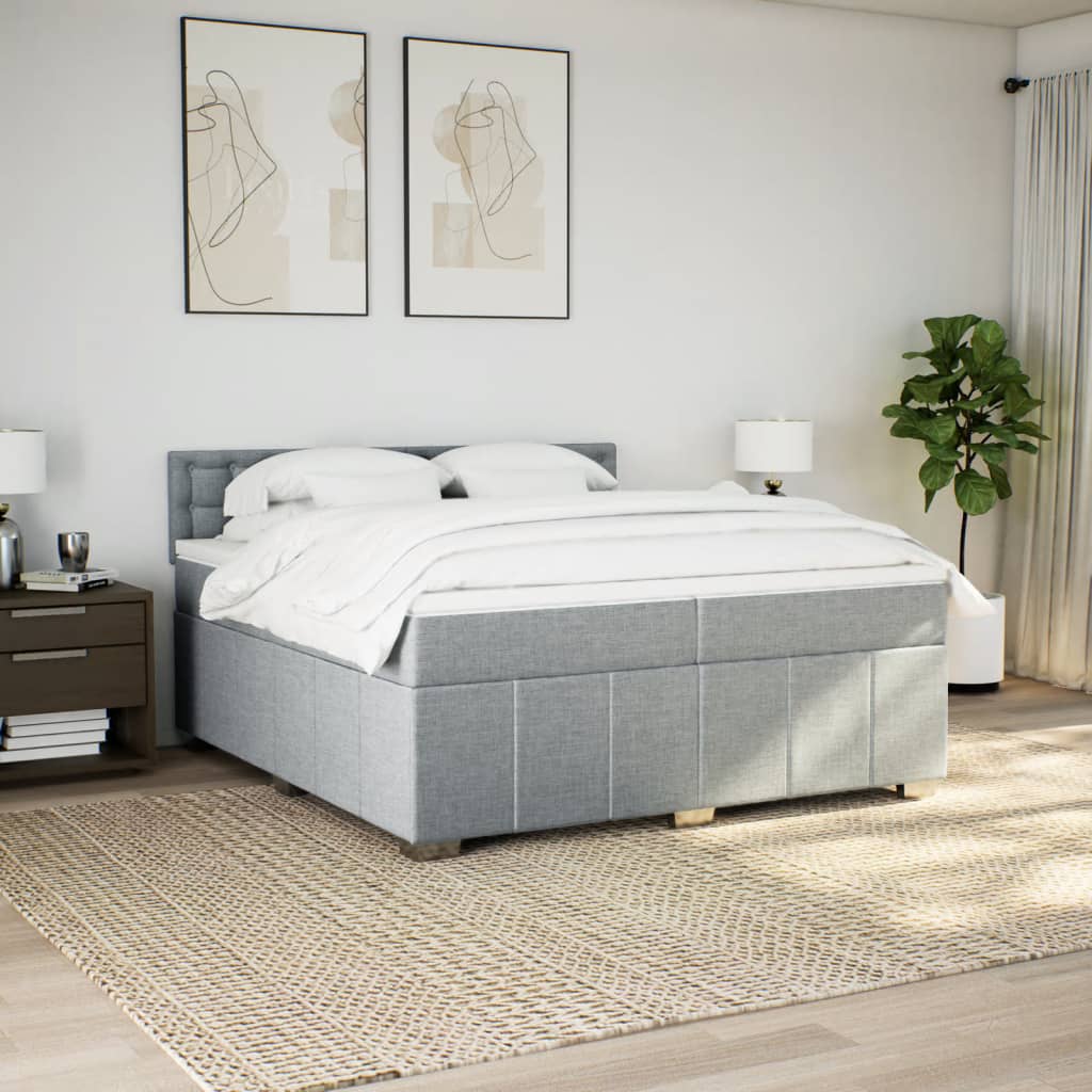 Boxspring met matras stof lichtgrijs 200x200 cm is nu te koop bij PeponiXL, paradijselijk wonen!