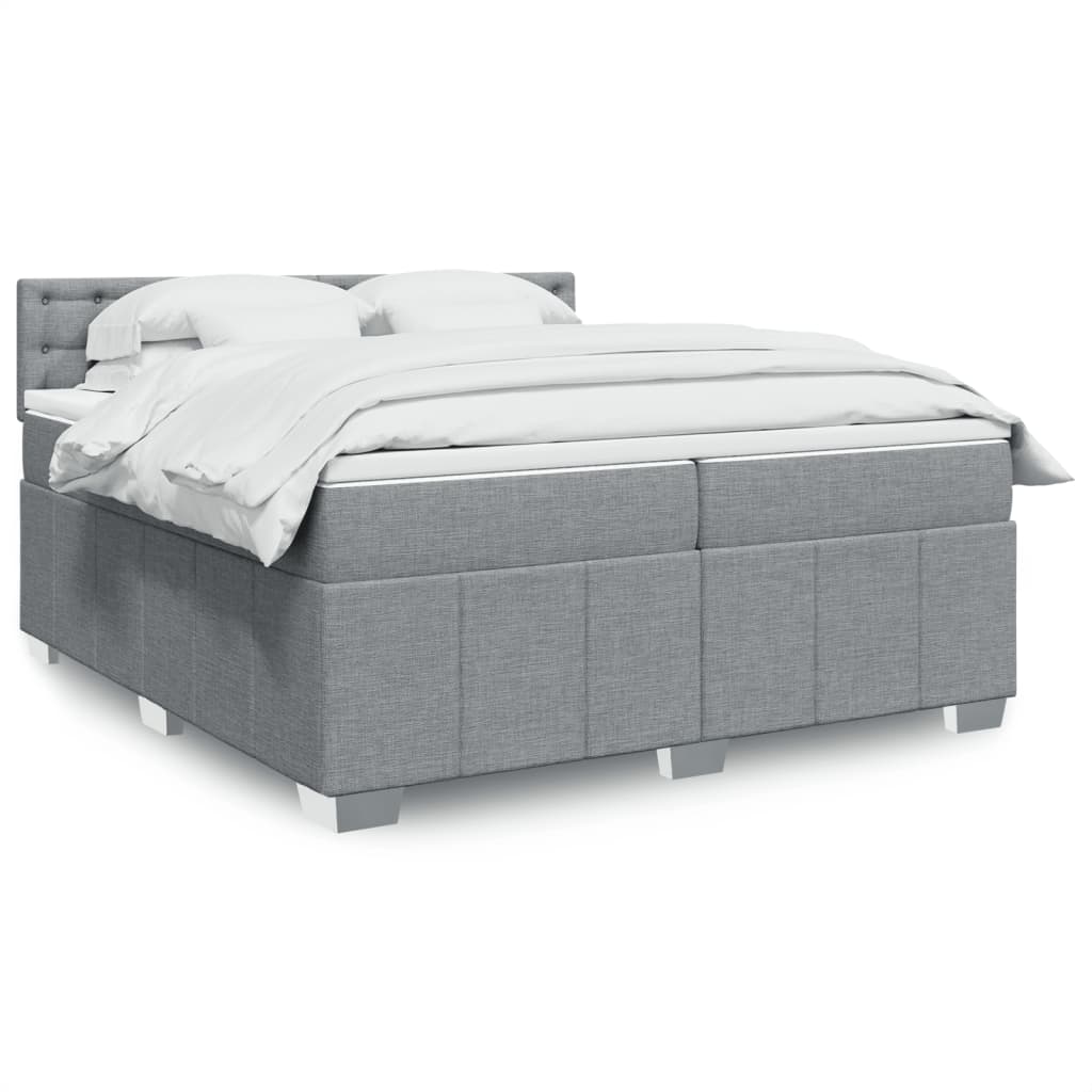 Boxspring met matras stof lichtgrijs 200x200 cm is nu te koop bij PeponiXL, paradijselijk wonen!