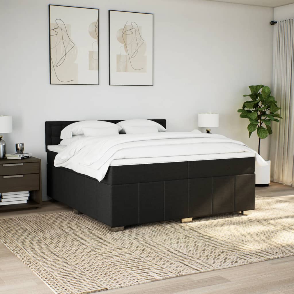 Boxspring met matras stof zwart 200x200 cm is nu te koop bij PeponiXL, paradijselijk wonen!