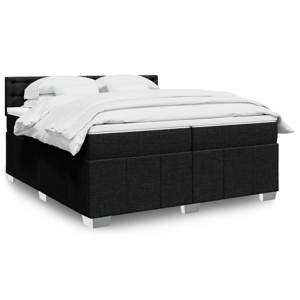 Boxspring met matras stof zwart 200x200 cm is nu te koop bij PeponiXL, paradijselijk wonen!