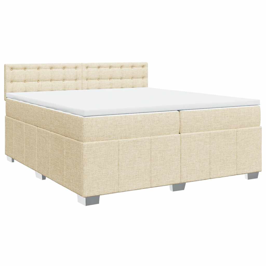 Boxspring met matras stof crèmekleurig 200x200 cm is nu te koop bij PeponiXL, paradijselijk wonen!