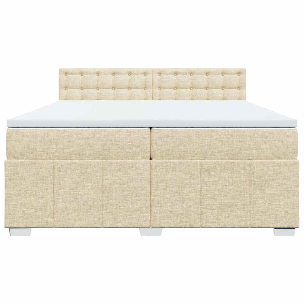 Boxspring met matras stof crèmekleurig 200x200 cm is nu te koop bij PeponiXL, paradijselijk wonen!