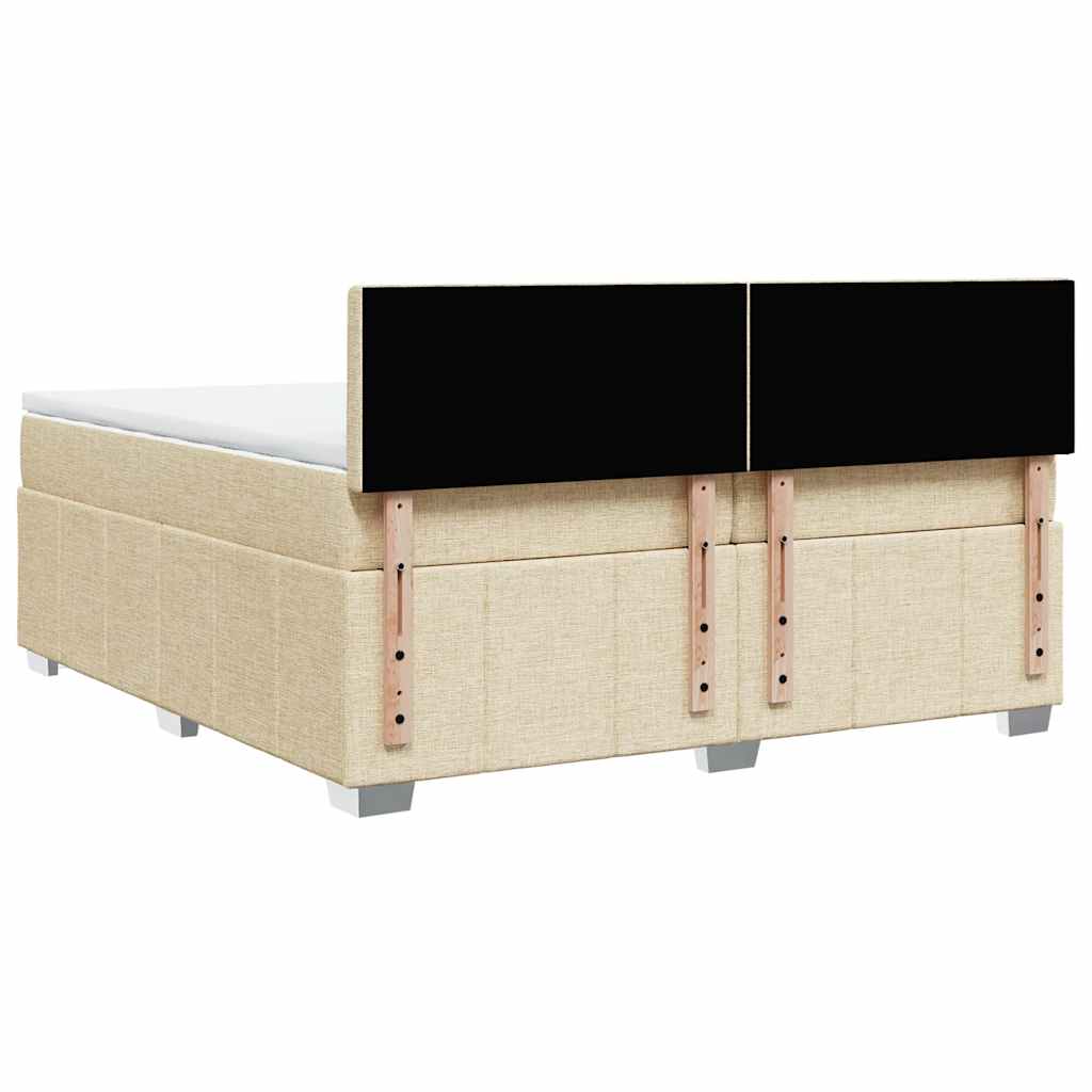 Boxspring met matras stof crèmekleurig 200x200 cm is nu te koop bij PeponiXL, paradijselijk wonen!