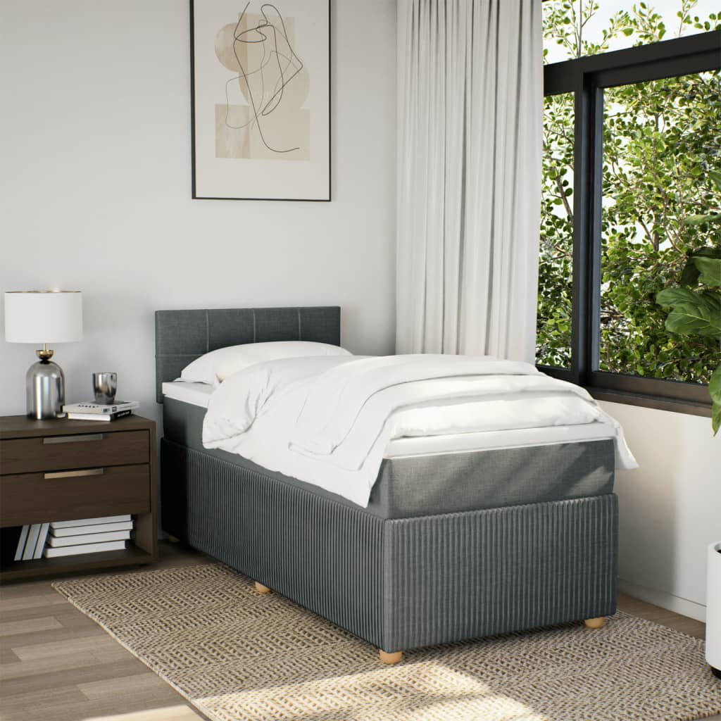 Boxspring met matras stof donkergrijs 80x200 cm is nu te koop bij PeponiXL, paradijselijk wonen!