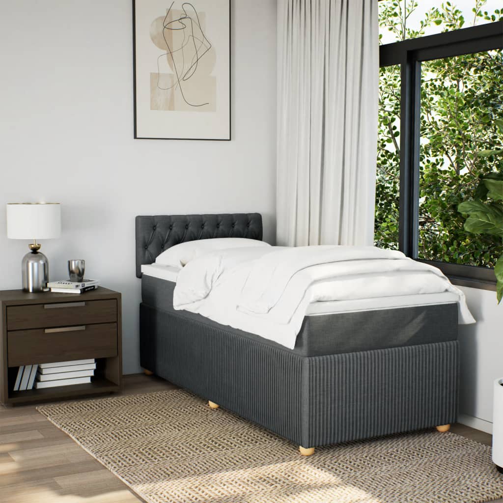 Boxspring met matras stof donkergrijs 80x200 cm is nu te koop bij PeponiXL, paradijselijk wonen!