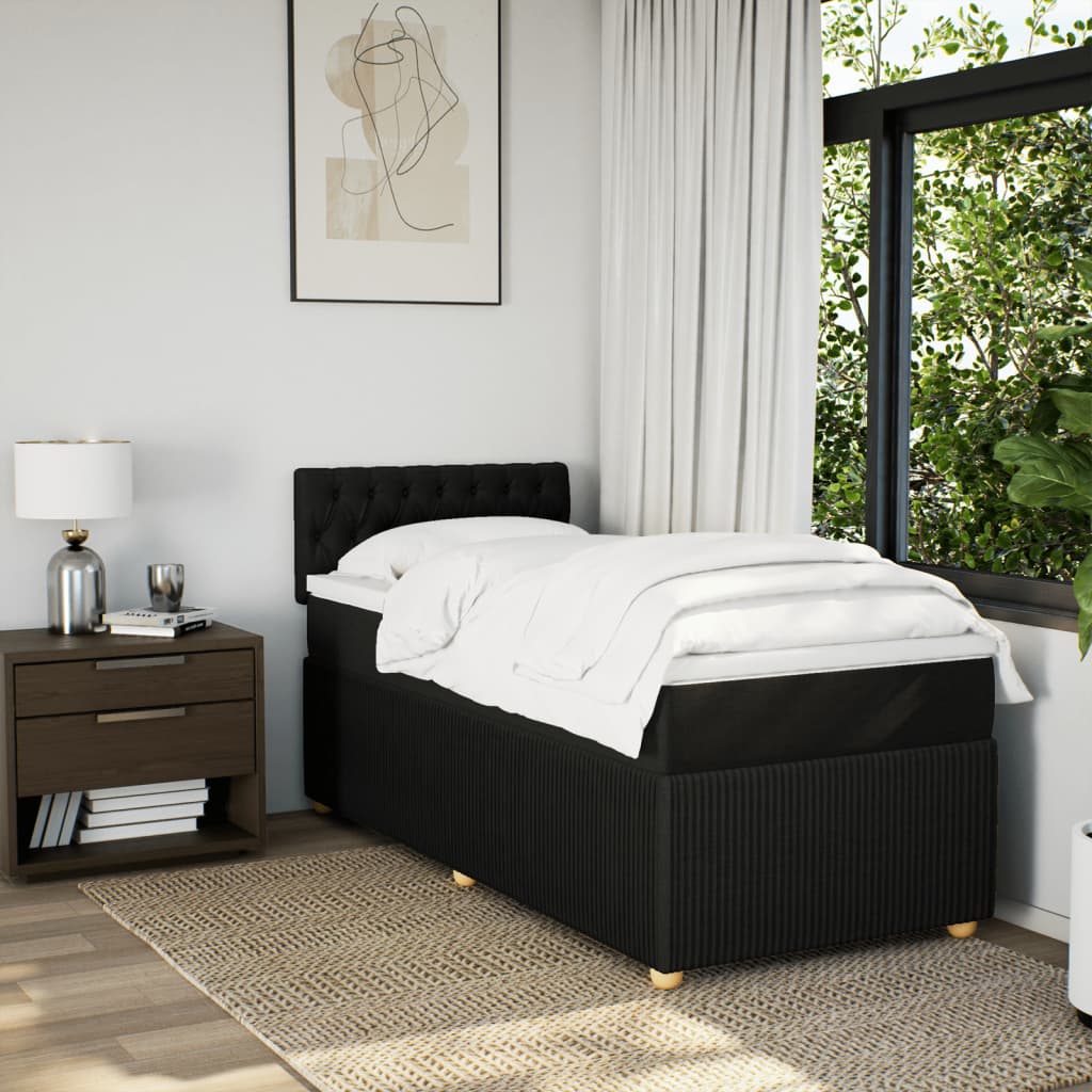 Boxspring met matras stof zwart 80x200 cm is nu te koop bij PeponiXL, paradijselijk wonen!