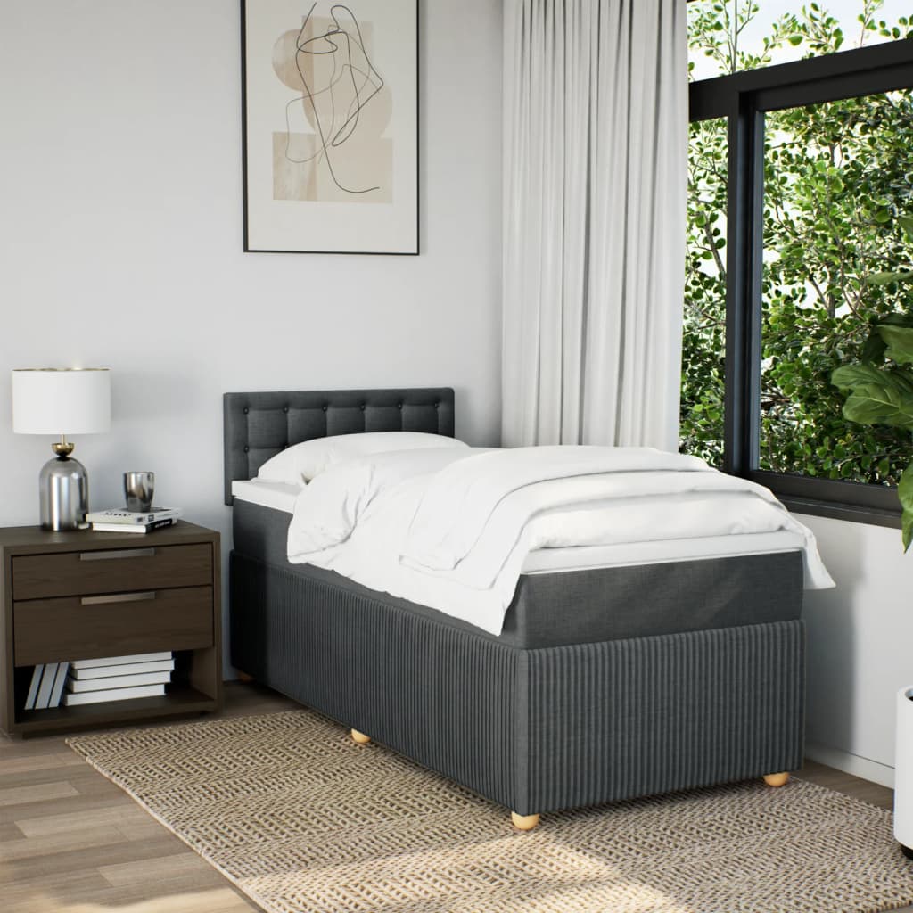 Boxspring met matras stof donkergrijs 80x200 cm is nu te koop bij PeponiXL, paradijselijk wonen!