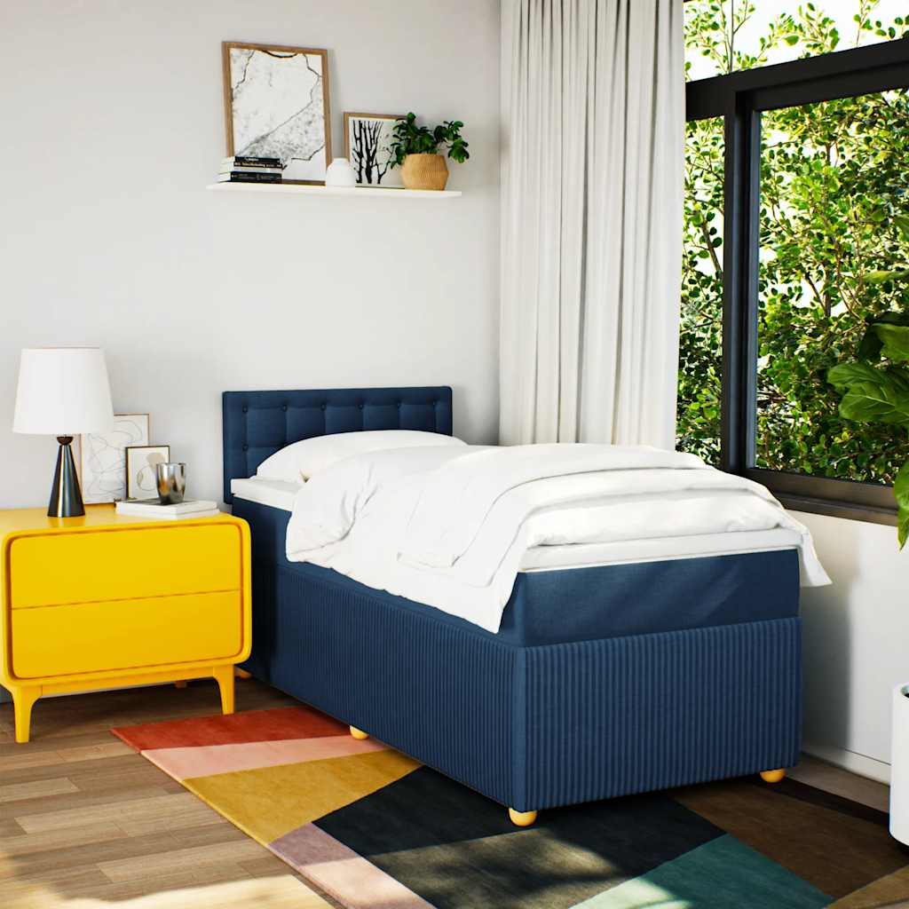 Boxspring met matras stof blauw 80x200 cm is nu te koop bij PeponiXL, paradijselijk wonen!