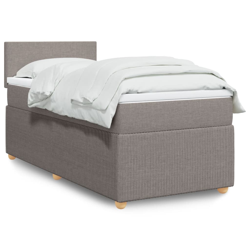 Boxspring met matras stof taupe 90x190 cm is nu te koop bij PeponiXL, paradijselijk wonen!