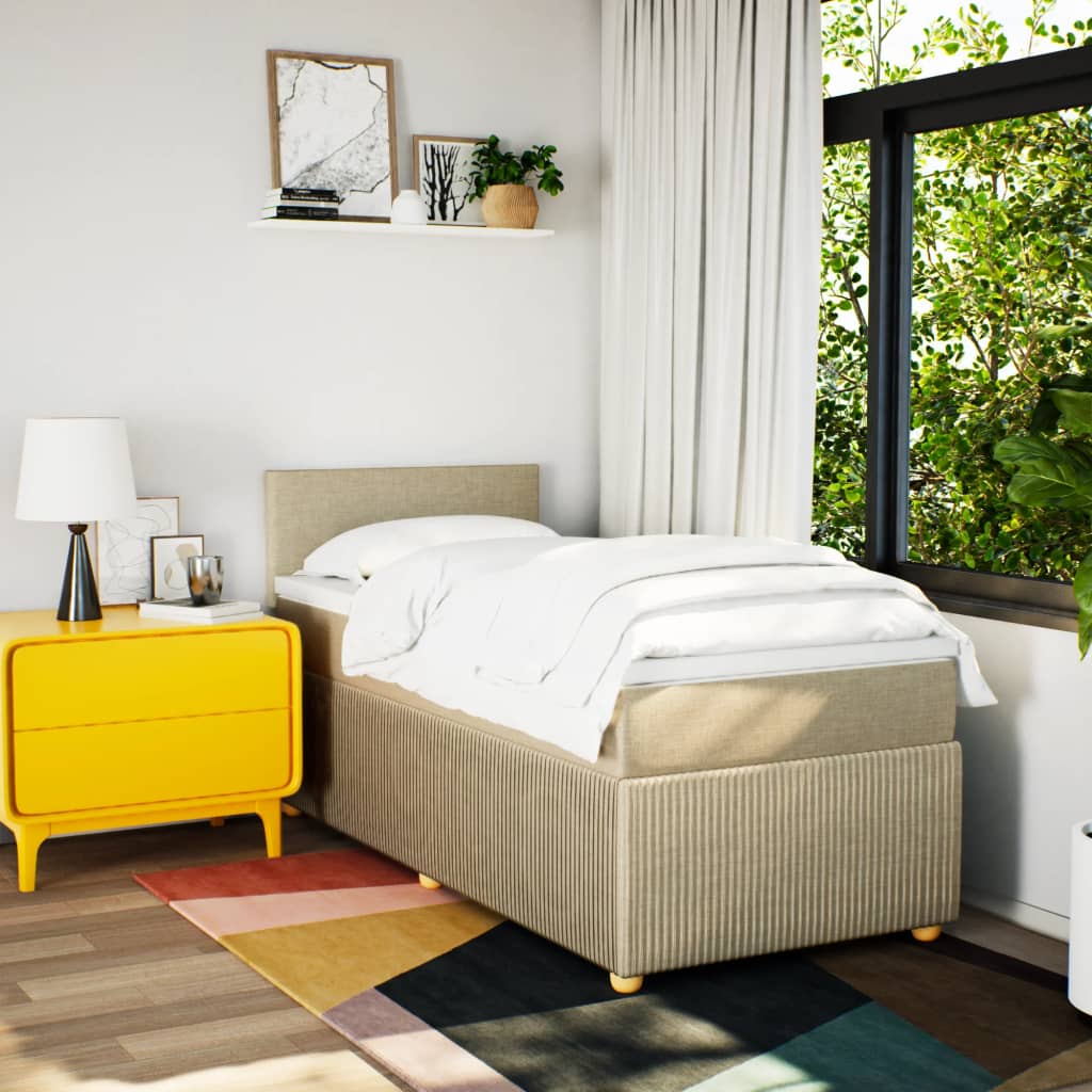 Boxspring met matras stof crèmekleurig 90x190 cm is nu te koop bij PeponiXL, paradijselijk wonen!