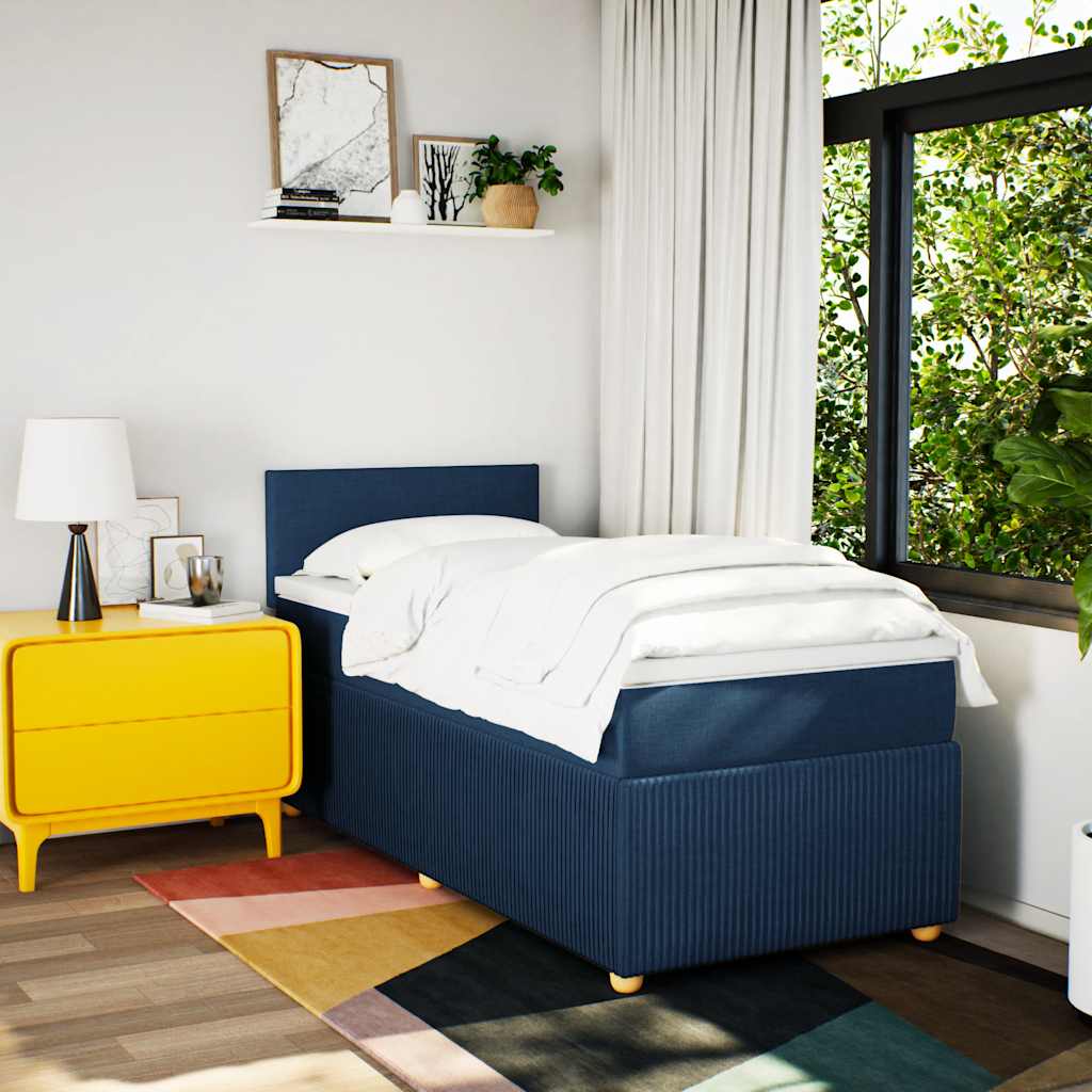 Boxspring met matras stof blauw 90x190 cm is nu te koop bij PeponiXL, paradijselijk wonen!