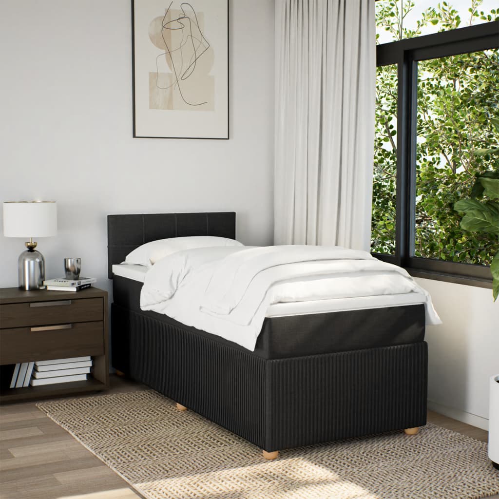 Boxspring met matras stof zwart 90x190 cm is nu te koop bij PeponiXL, paradijselijk wonen!