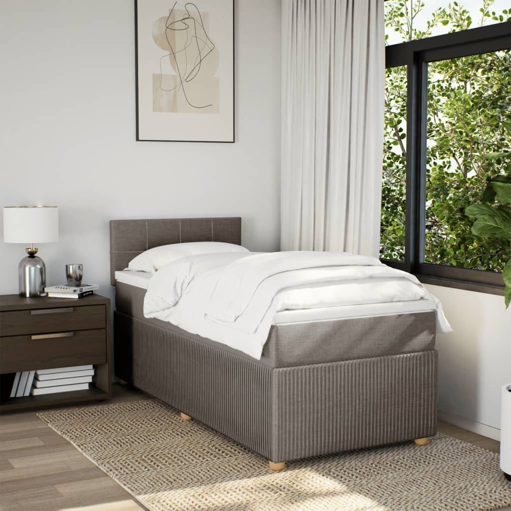 Boxspring met matras stof taupe 90x190 cm is nu te koop bij PeponiXL, paradijselijk wonen!