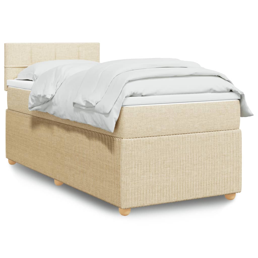 Boxspring met matras stof crèmekleurig 90x190 cm is nu te koop bij PeponiXL, paradijselijk wonen!