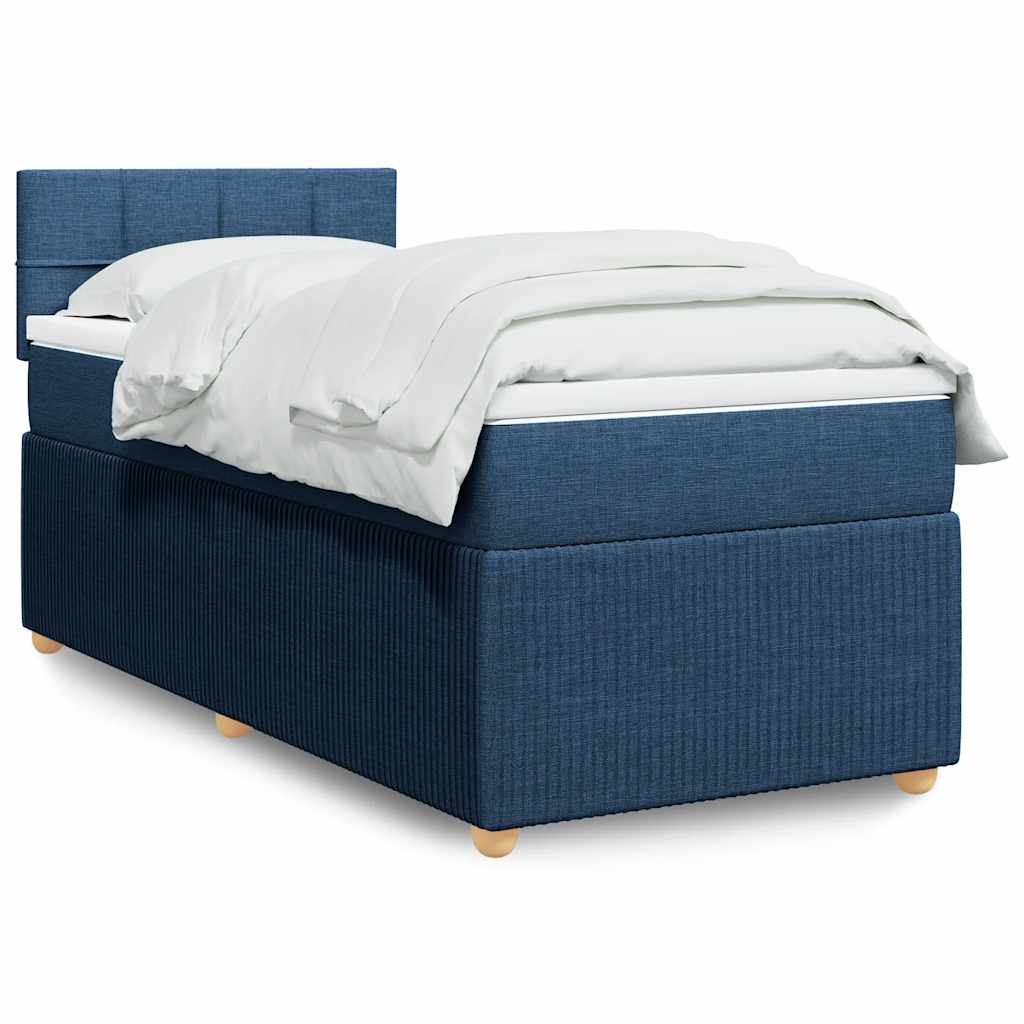 Boxspring met matras stof blauw 90x190 cm is nu te koop bij PeponiXL, paradijselijk wonen!