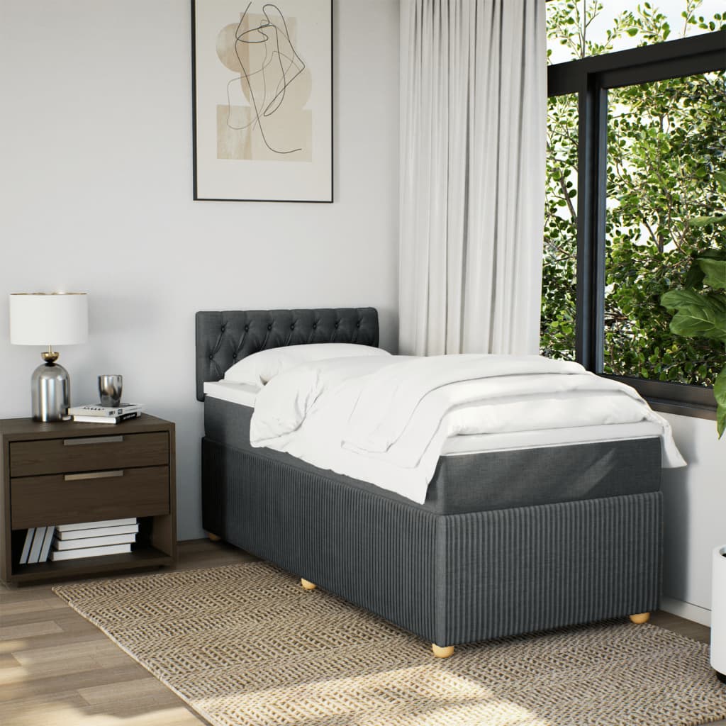 Boxspring met matras stof donkergrijs 90x190 cm is nu te koop bij PeponiXL, paradijselijk wonen!