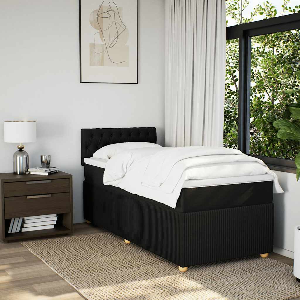 Boxspring met matras stof zwart 90x190 cm is nu te koop bij PeponiXL, paradijselijk wonen!