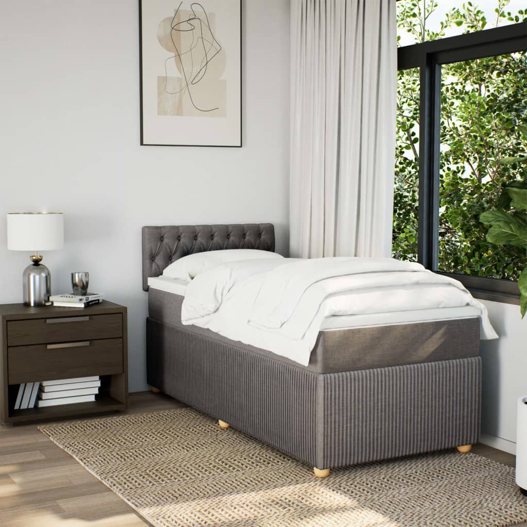 Boxspring met matras stof taupe 90x190 cm is nu te koop bij PeponiXL, paradijselijk wonen!