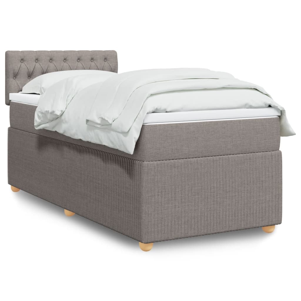 Boxspring met matras stof taupe 90x190 cm is nu te koop bij PeponiXL, paradijselijk wonen!