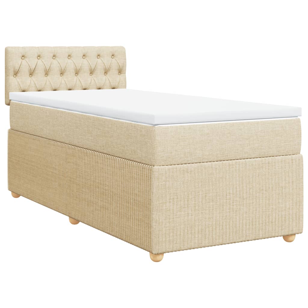 Boxspring met matras stof crèmekleurig 90x190 cm is nu te koop bij PeponiXL, paradijselijk wonen!