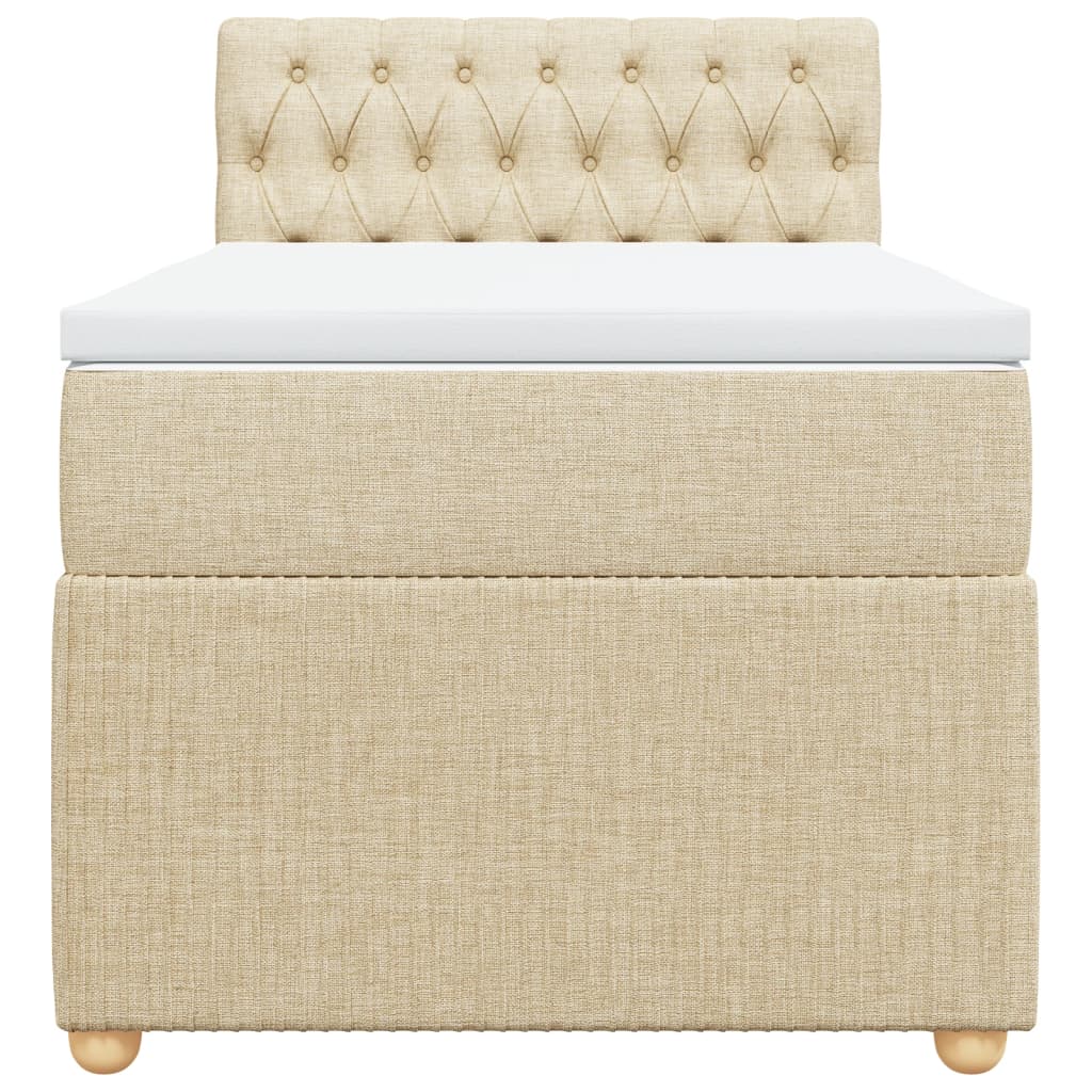 Boxspring met matras stof crèmekleurig 90x190 cm is nu te koop bij PeponiXL, paradijselijk wonen!