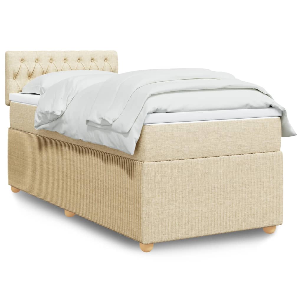Boxspring met matras stof crèmekleurig 90x190 cm is nu te koop bij PeponiXL, paradijselijk wonen!