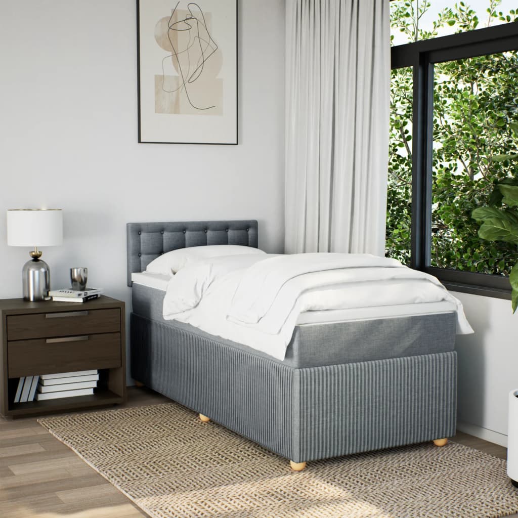 Boxspring met matras stof lichtgrijs 90x190 cm is nu te koop bij PeponiXL, paradijselijk wonen!