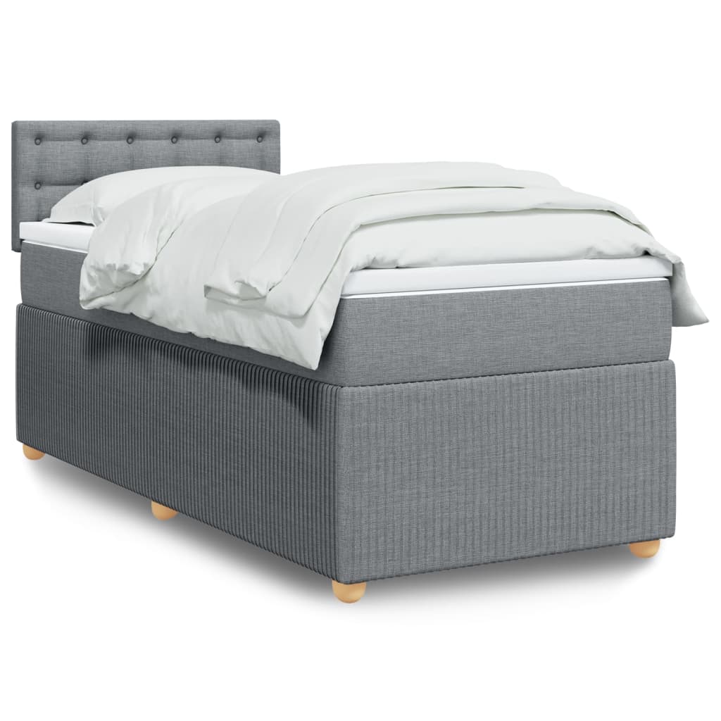 Boxspring met matras stof lichtgrijs 90x190 cm is nu te koop bij PeponiXL, paradijselijk wonen!