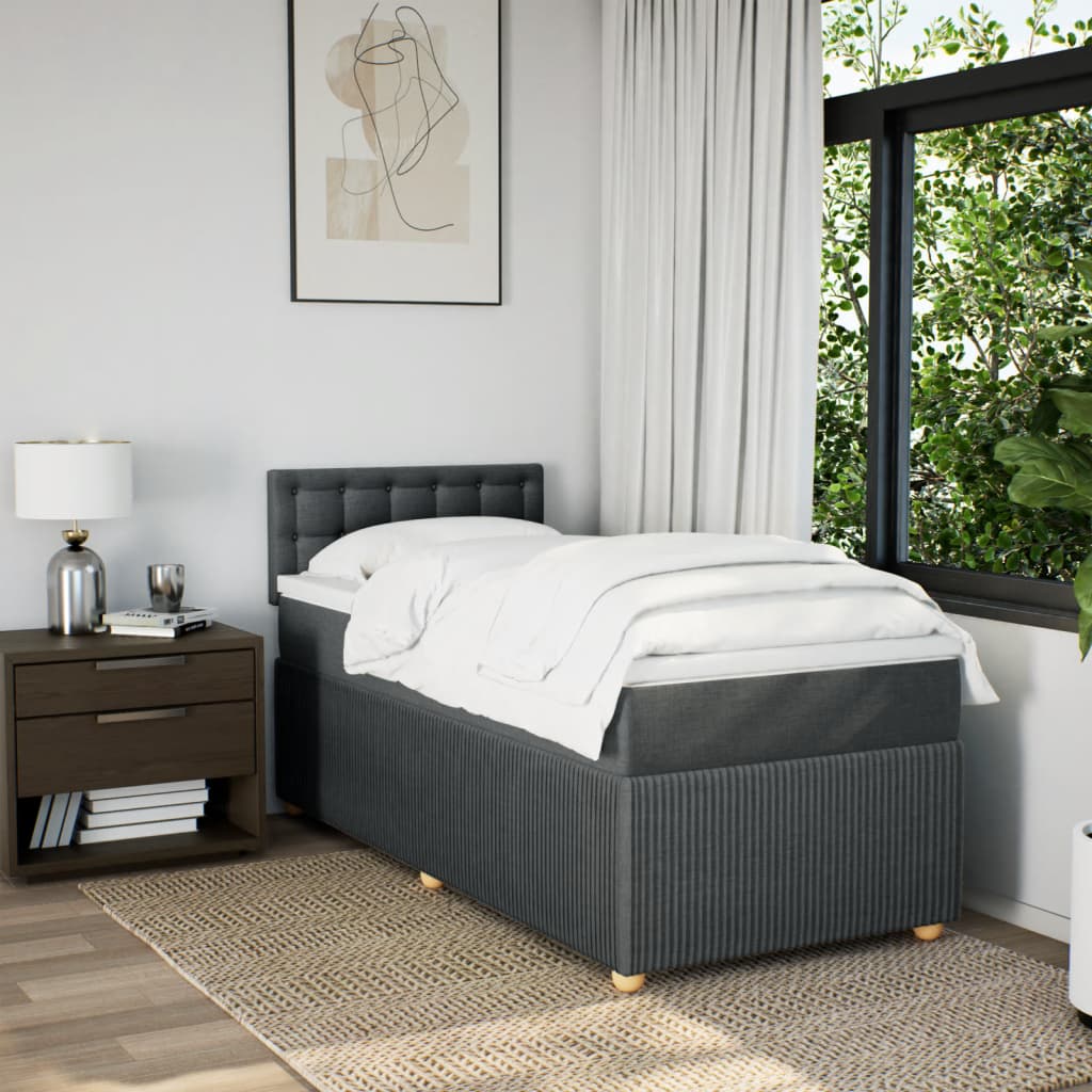 Boxspring met matras stof donkergrijs 90x190 cm is nu te koop bij PeponiXL, paradijselijk wonen!