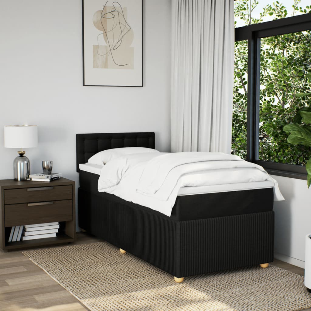 Boxspring met matras stof zwart 90x190 cm is nu te koop bij PeponiXL, paradijselijk wonen!
