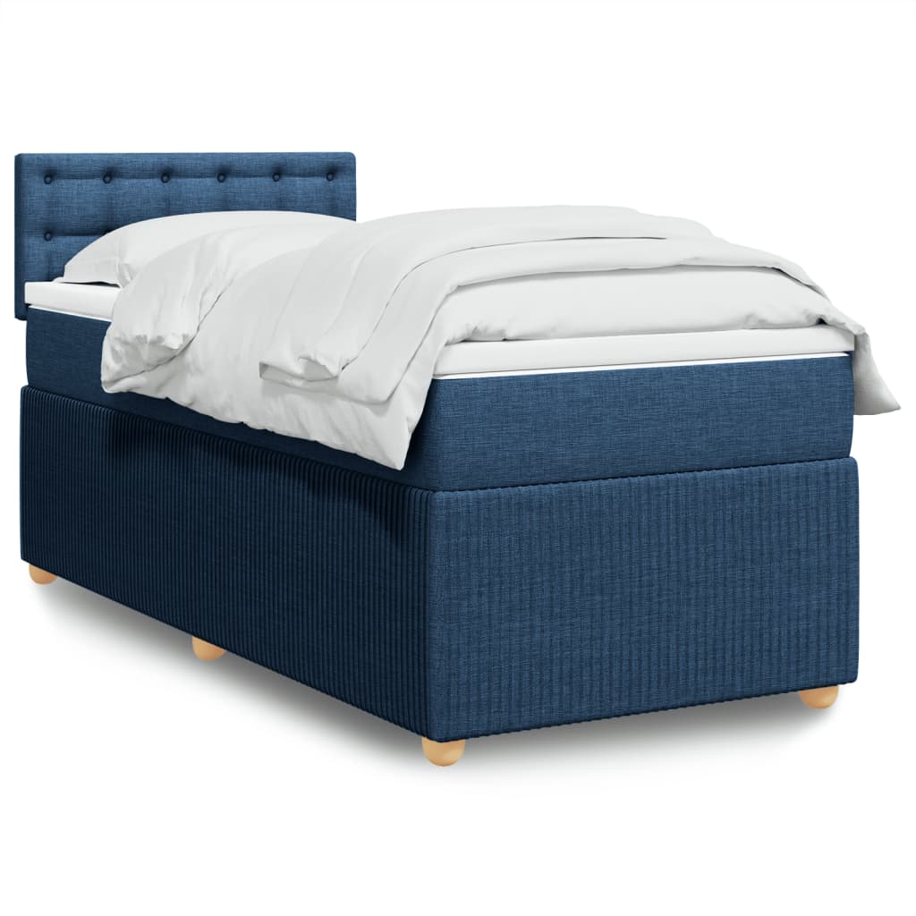 Boxspring met matras stof blauw 90x190 cm is nu te koop bij PeponiXL, paradijselijk wonen!