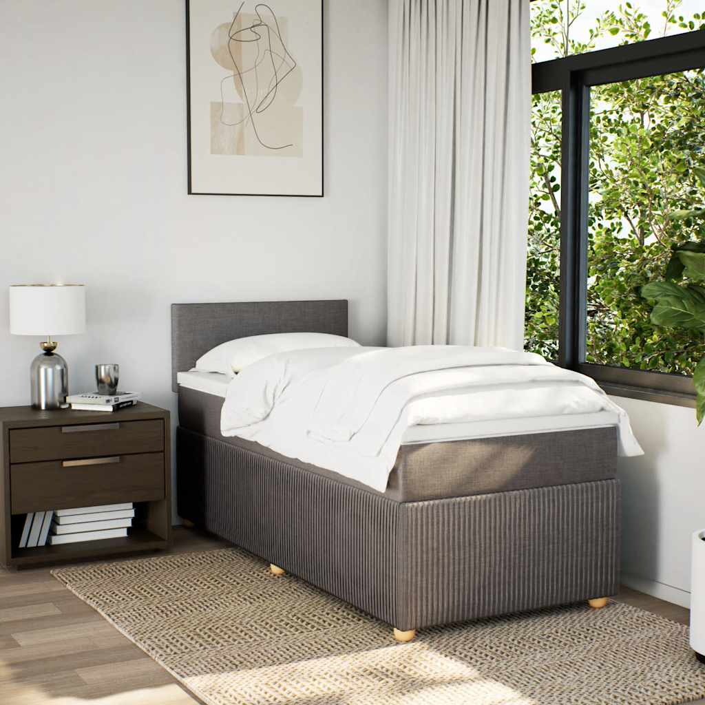 Boxspring met matras stof taupe 90x200 cm is nu te koop bij PeponiXL, paradijselijk wonen!
