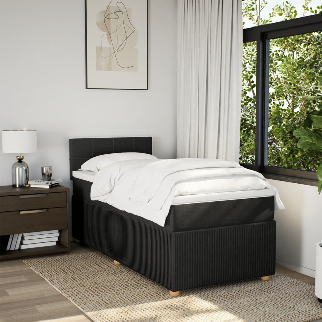 Boxspring met matras stof zwart 90x200 cm is nu te koop bij PeponiXL, paradijselijk wonen!