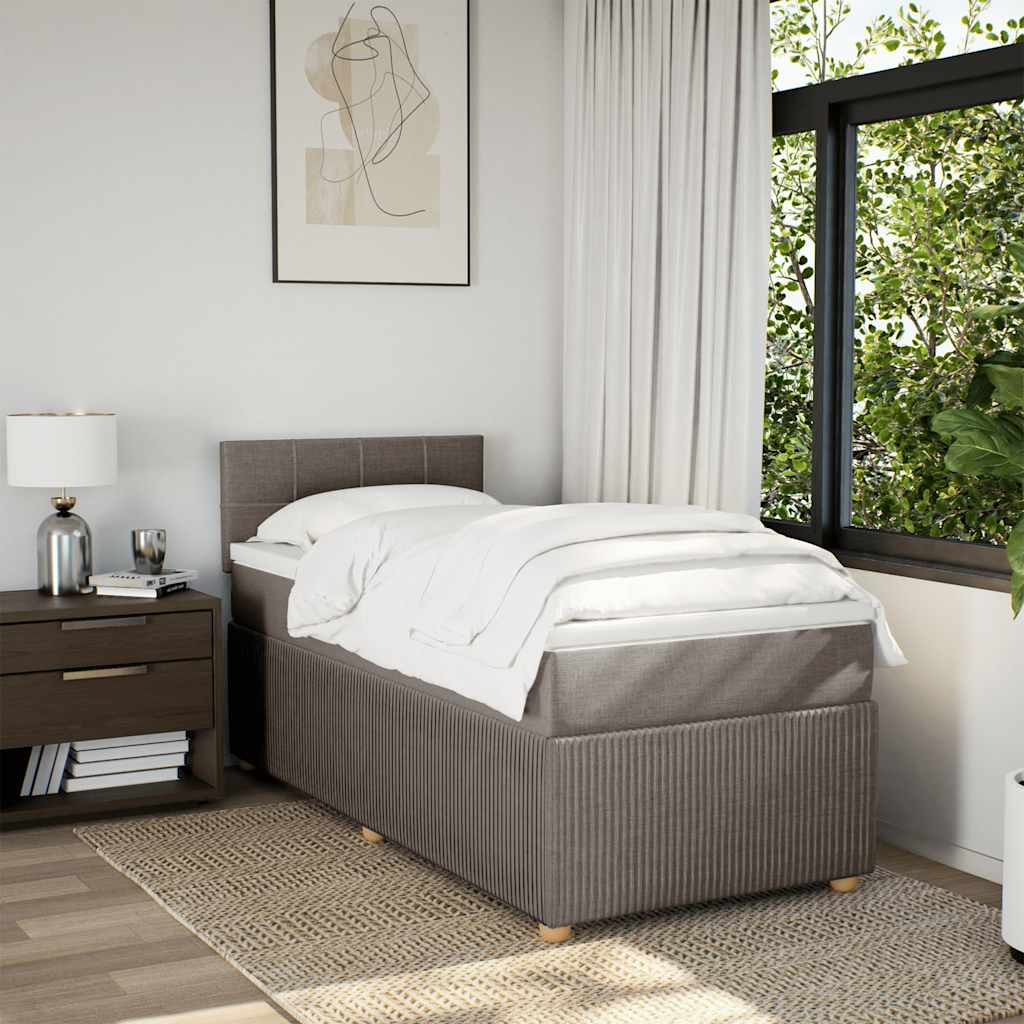 Boxspring met matras stof taupe 90x200 cm is nu te koop bij PeponiXL, paradijselijk wonen!