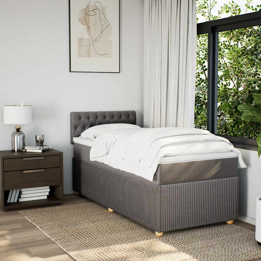 Boxspring met matras stof taupe 90x200 cm is nu te koop bij PeponiXL, paradijselijk wonen!
