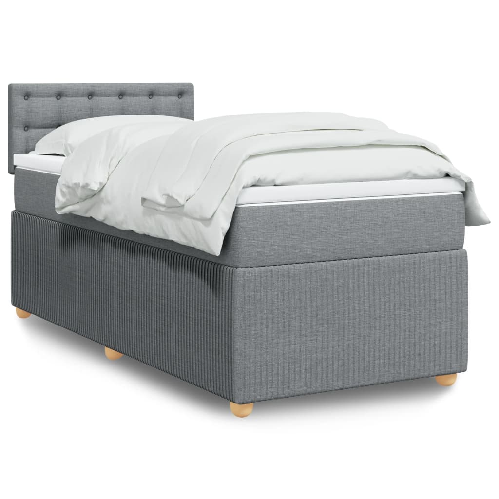 Boxspring met matras stof lichtgrijs 90x200 cm is nu te koop bij PeponiXL, paradijselijk wonen!