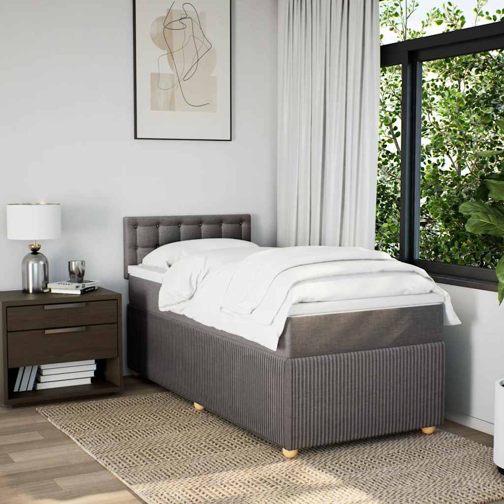 Boxspring met matras stof taupe 90x200 cm is nu te koop bij PeponiXL, paradijselijk wonen!