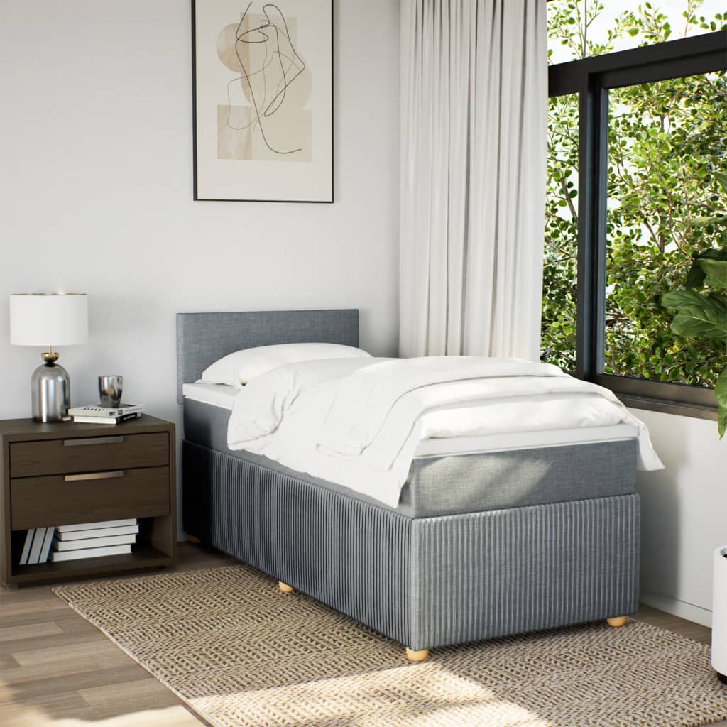 Boxspring met matras stof lichtgrijs 100x200 cm is nu te koop bij PeponiXL, paradijselijk wonen!