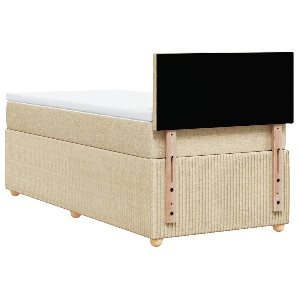 Boxspring met matras stof crèmekleurig 100x200 cm is nu te koop bij PeponiXL, paradijselijk wonen!