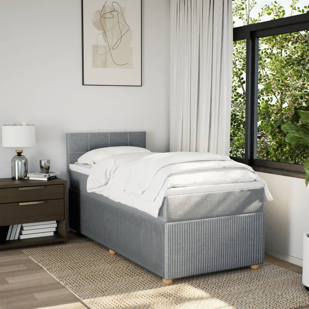 Boxspring met matras stof lichtgrijs 100x200 cm is nu te koop bij PeponiXL, paradijselijk wonen!