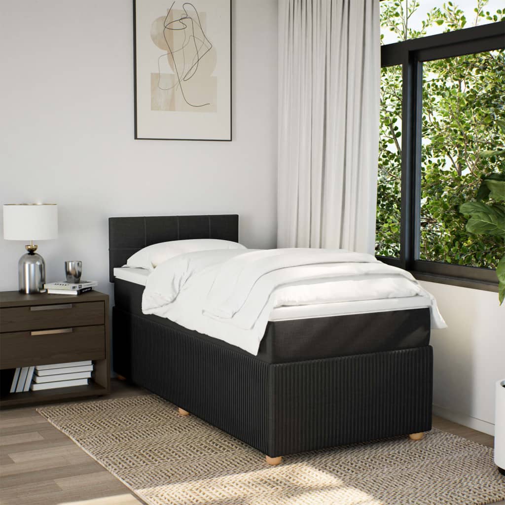 Boxspring met matras stof zwart 100x200 cm is nu te koop bij PeponiXL, paradijselijk wonen!