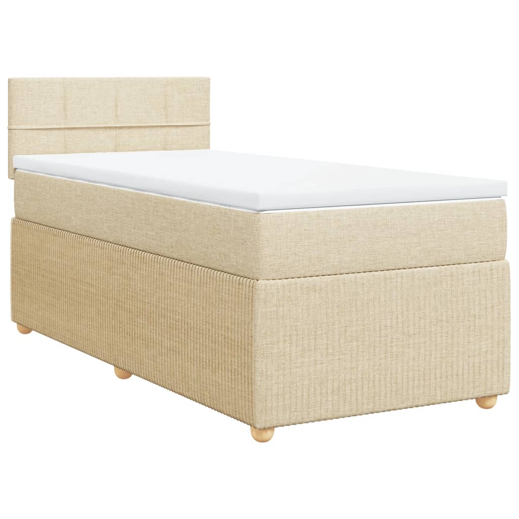 Boxspring met matras stof crèmekleurig 100x200 cm is nu te koop bij PeponiXL, paradijselijk wonen!